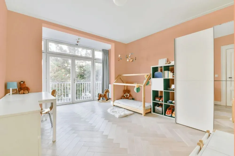 Benjamin Moore Sanibel Peach kidsroom interior, children's room