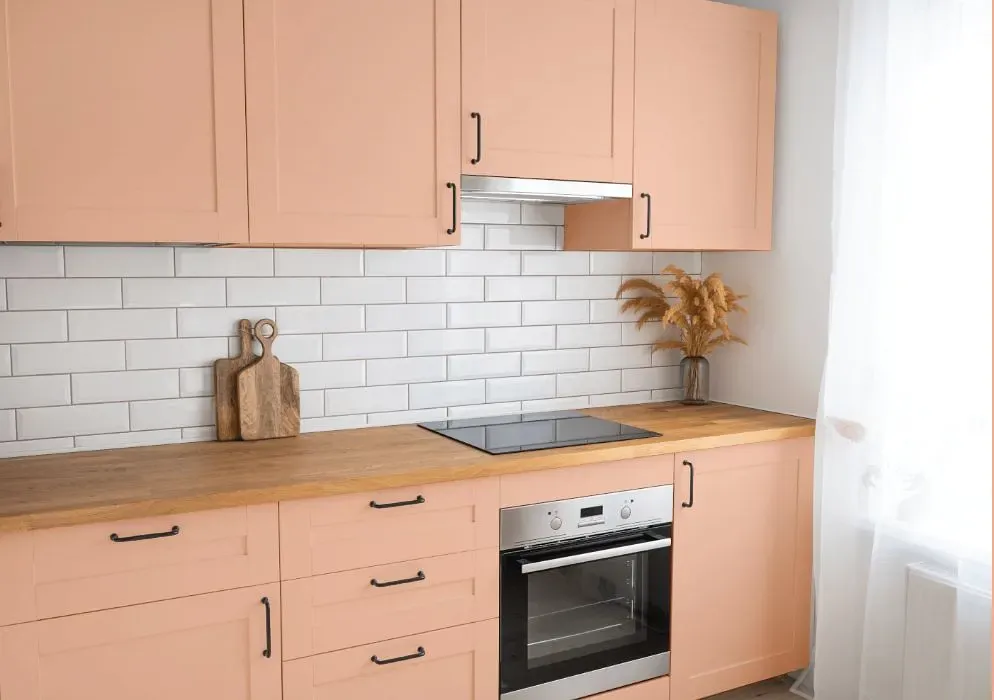 Benjamin Moore Sanibel Peach kitchen cabinets