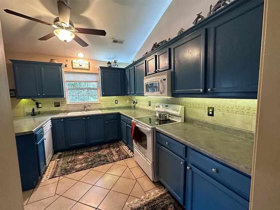 Benjamin Moore Santa Monica Blue kitchen cabinets review