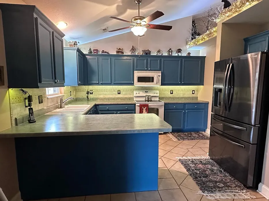 Benjamin Moore Santa Monica Blue kitchen cabinets paint review