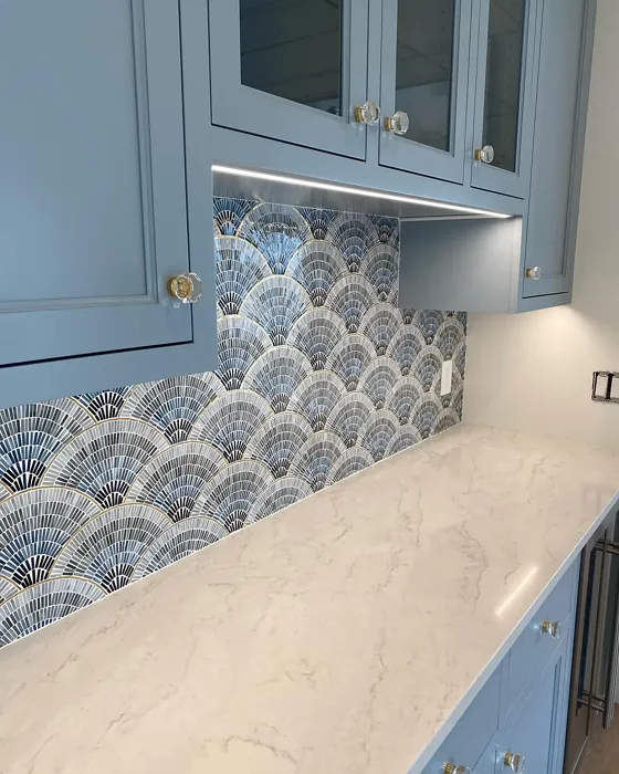Benjamin Moore Santorini Blue Kitchen Cabinets