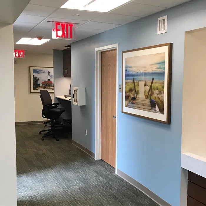 Benjamin Moore Nantucket Fog hallway interior