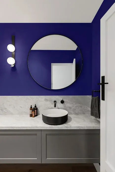 Benjamin Moore Scandinavian Blue minimalist bathroom