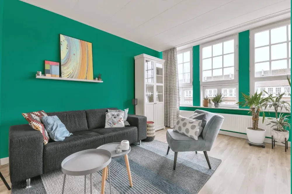 Benjamin Moore Sea of Green living room walls