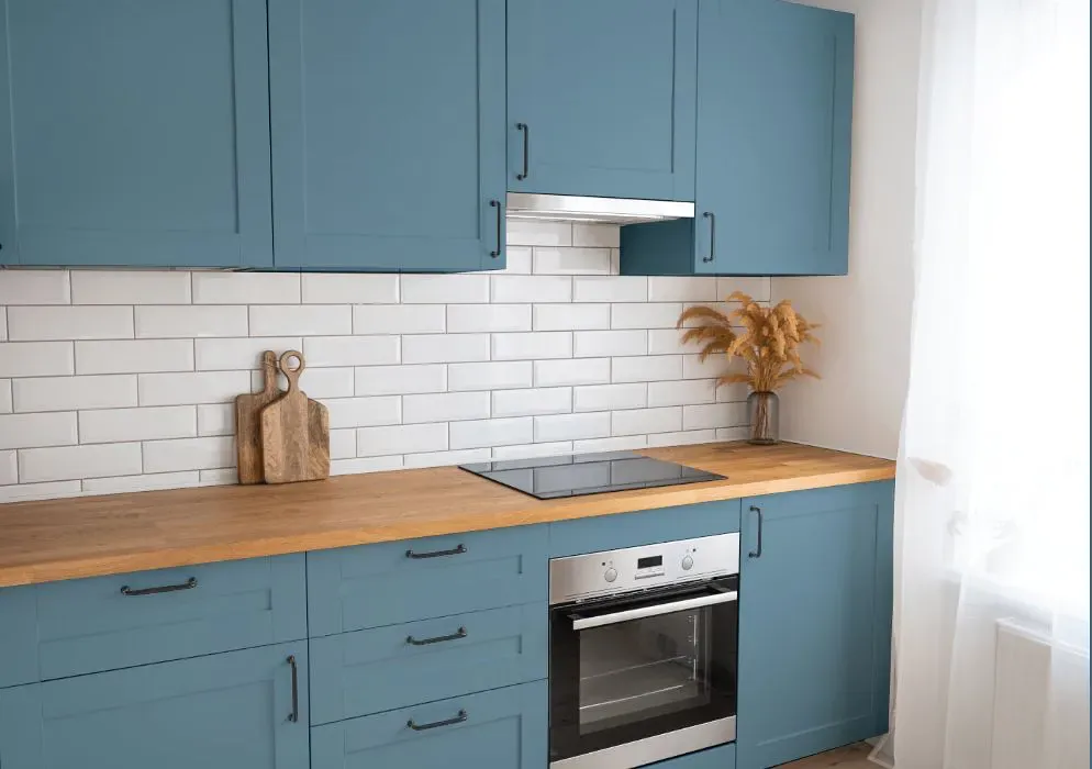 Benjamin Moore Sea Reflections kitchen cabinets