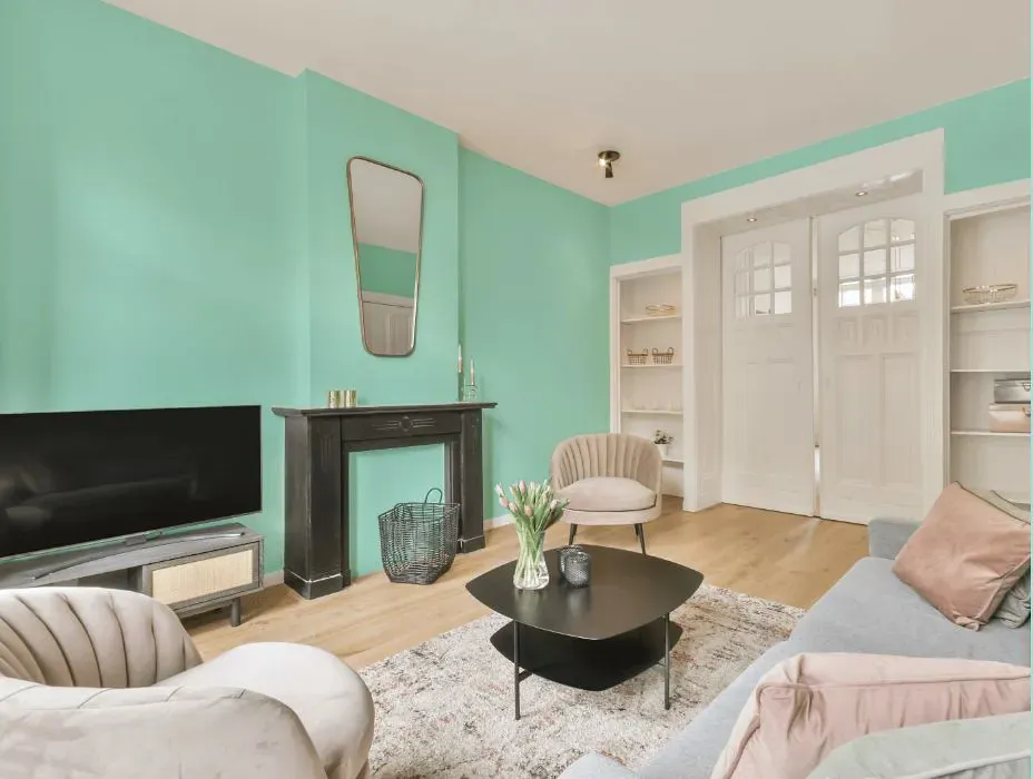 Benjamin Moore Seafoam Green victorian house interior