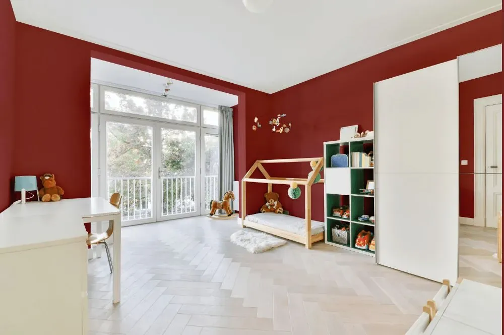 Benjamin Moore Segovia Red kidsroom interior, children's room