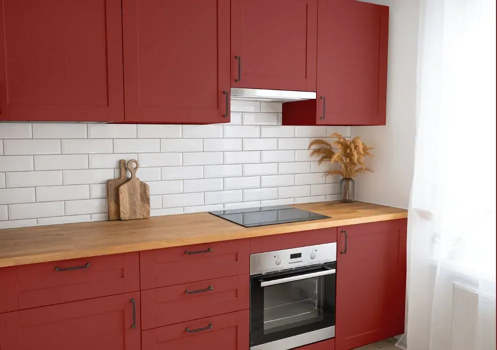 Benjamin Moore Segovia Red kitchen cabinets