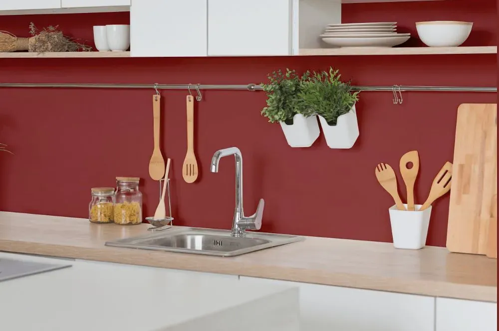 Benjamin Moore Segovia Red kitchen backsplash