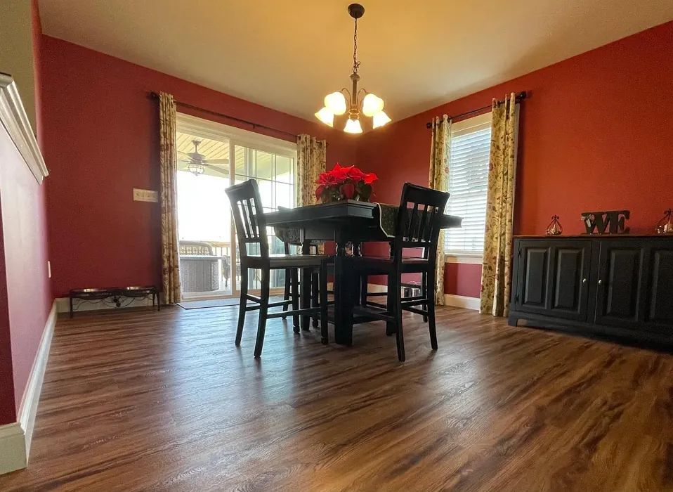 Benjamin Moore Segovia Red dining room review