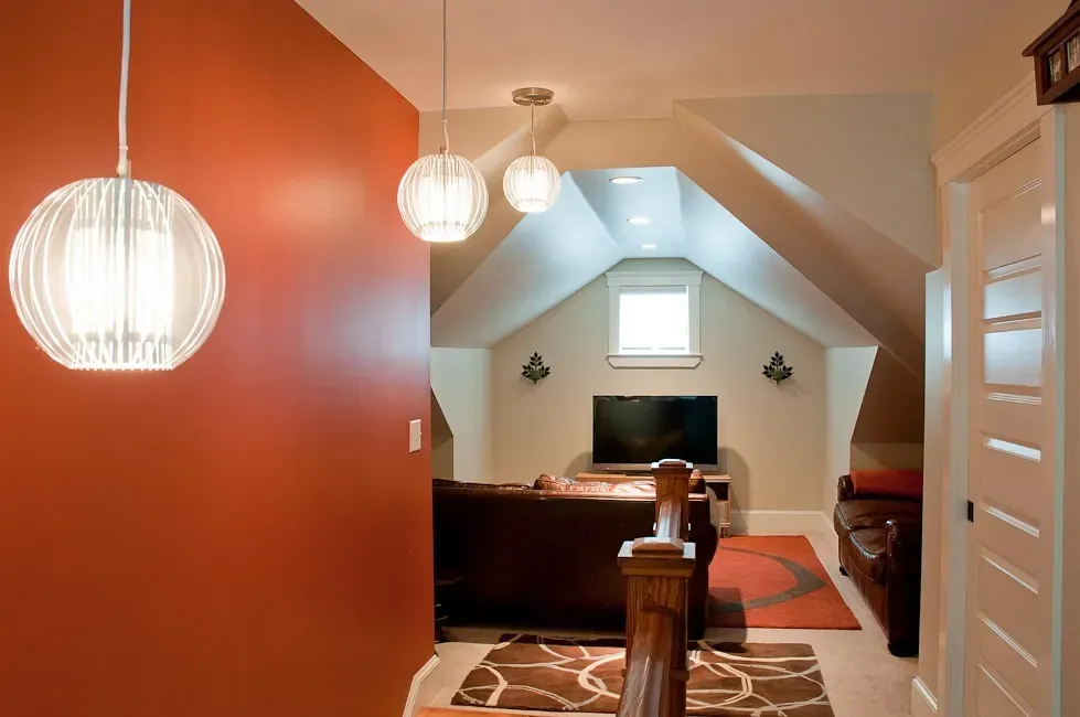 Benjamin Moore Segovia Red accent wall 