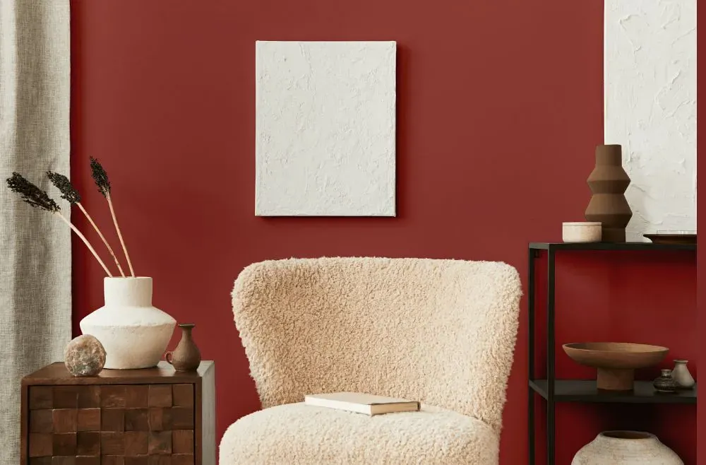 Benjamin Moore Segovia Red living room interior