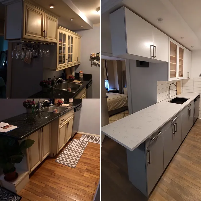 Benjamin Moore Shadow Gray kitchen cabinets makeover