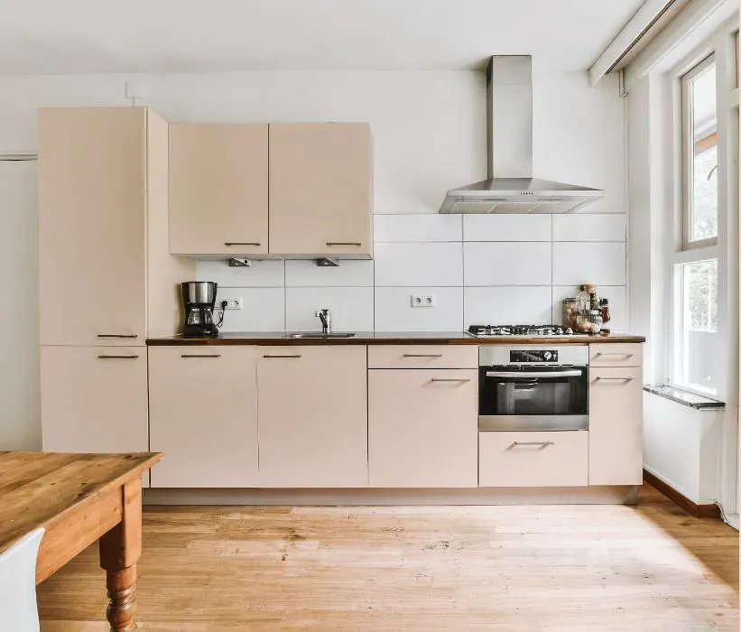 Benjamin Moore Sheer Pink kitchen cabinets