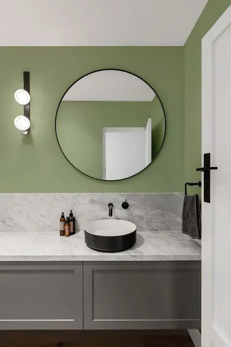 Benjamin Moore Sherwood Green minimalist bathroom