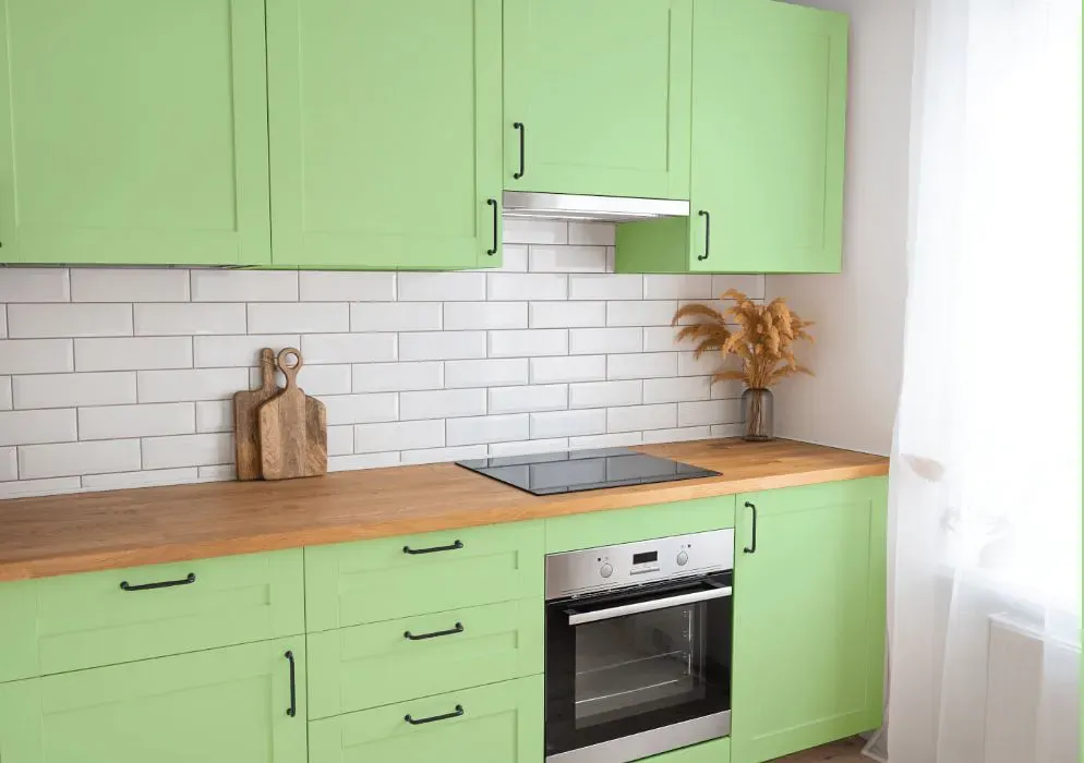 Benjamin Moore Shimmering Lime kitchen cabinets