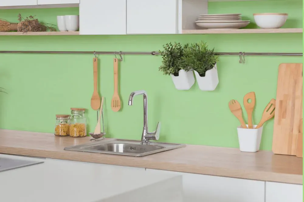 Benjamin Moore Shimmering Lime kitchen backsplash