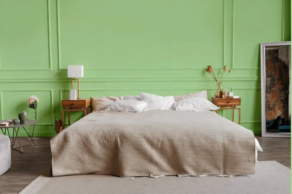 Benjamin Moore Shimmering Lime bedroom