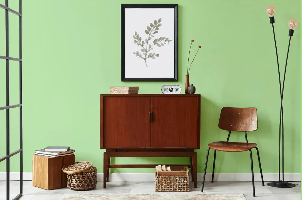 Benjamin Moore Shimmering Lime japandi interior