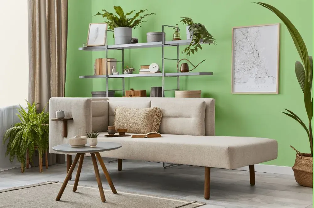 Benjamin Moore Shimmering Lime living room