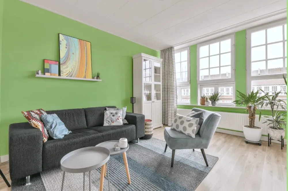 Benjamin Moore Shimmering Lime living room walls