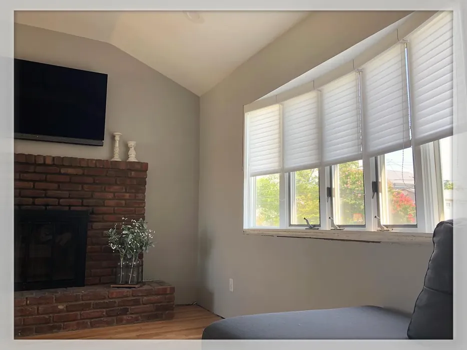 Benjamin Moore Silver Chain living room interior