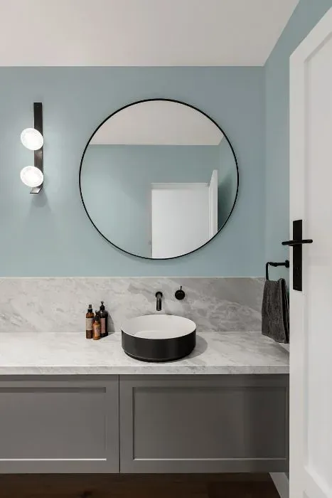 Benjamin Moore Silvery Blue minimalist bathroom