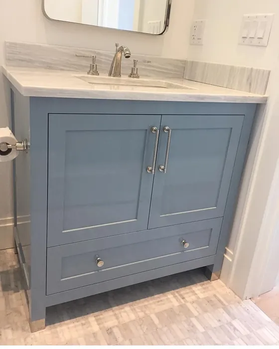 Benjamin Moore Slate Blue bathroom vanity color