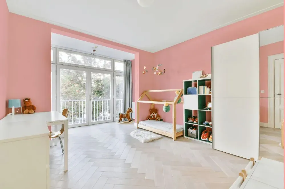 Benjamin Moore Smashing Pink kidsroom interior, children's room