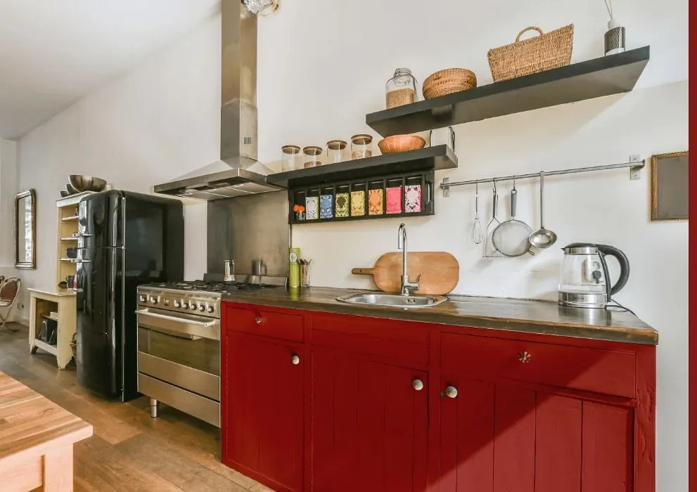 Benjamin Moore Smoldering Red kitchen cabinets