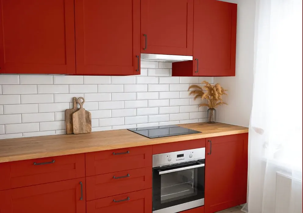 Benjamin Moore Smoldering Red kitchen cabinets