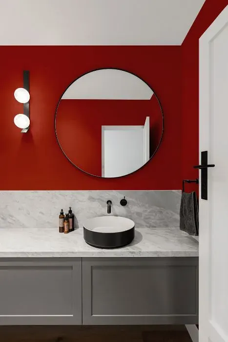 Benjamin Moore Smoldering Red minimalist bathroom