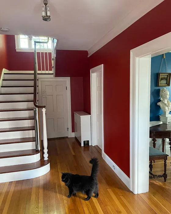 Benjamin Moore Smoldering Red hallway 