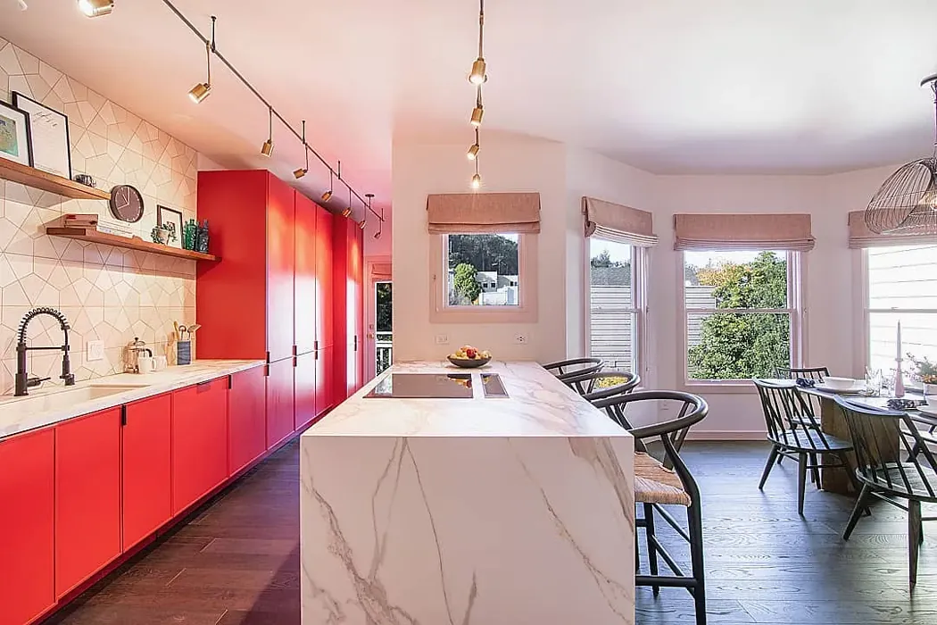 Smoldering Red kitchen cabinets 