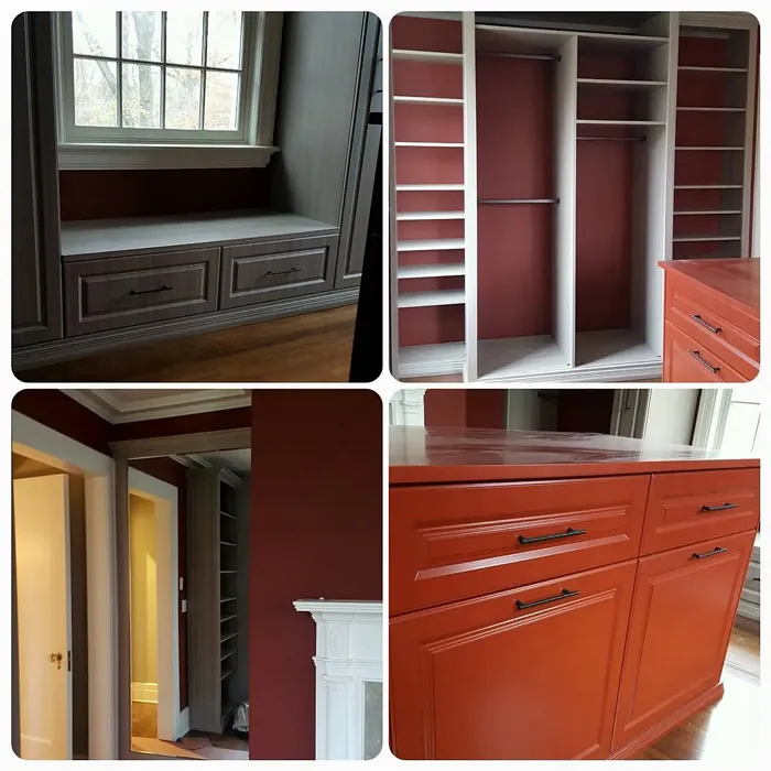 Smoldering Red painted cabinets color