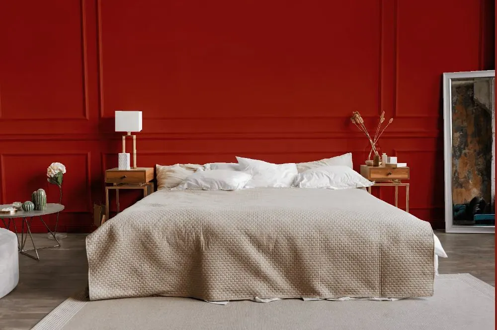 Benjamin Moore Smoldering Red bedroom