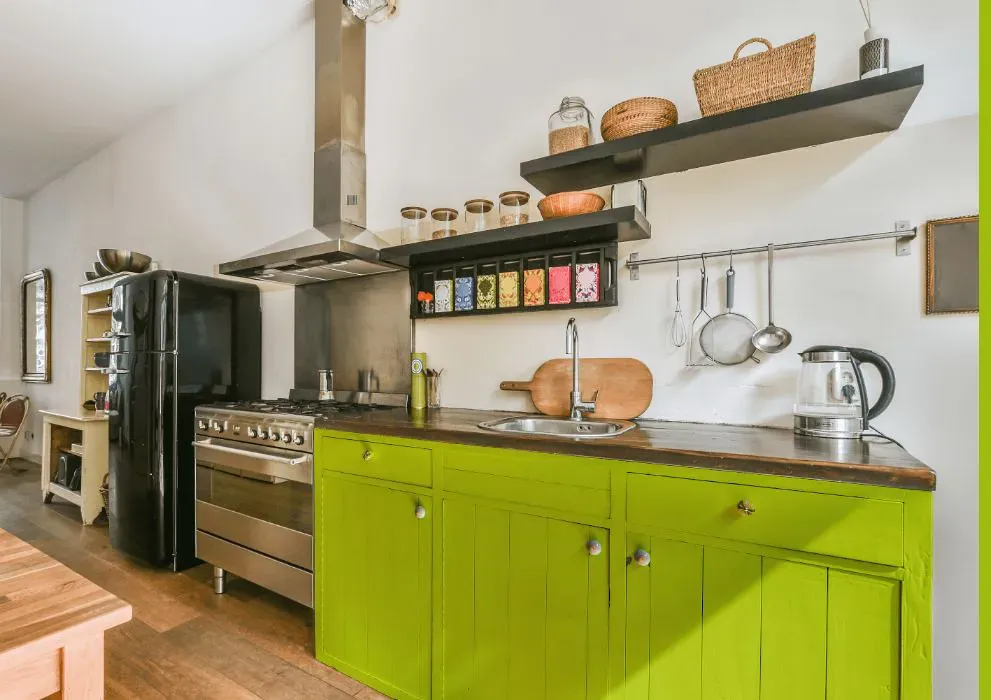 Benjamin Moore Snow Cone Green kitchen cabinets