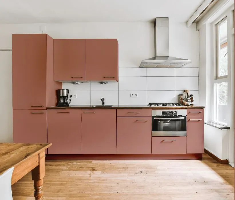 Benjamin Moore Soft Cranberry kitchen cabinets