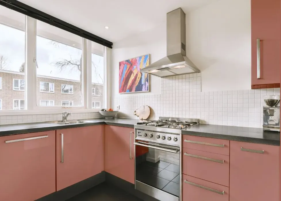 Benjamin Moore Soft Cranberry kitchen cabinets