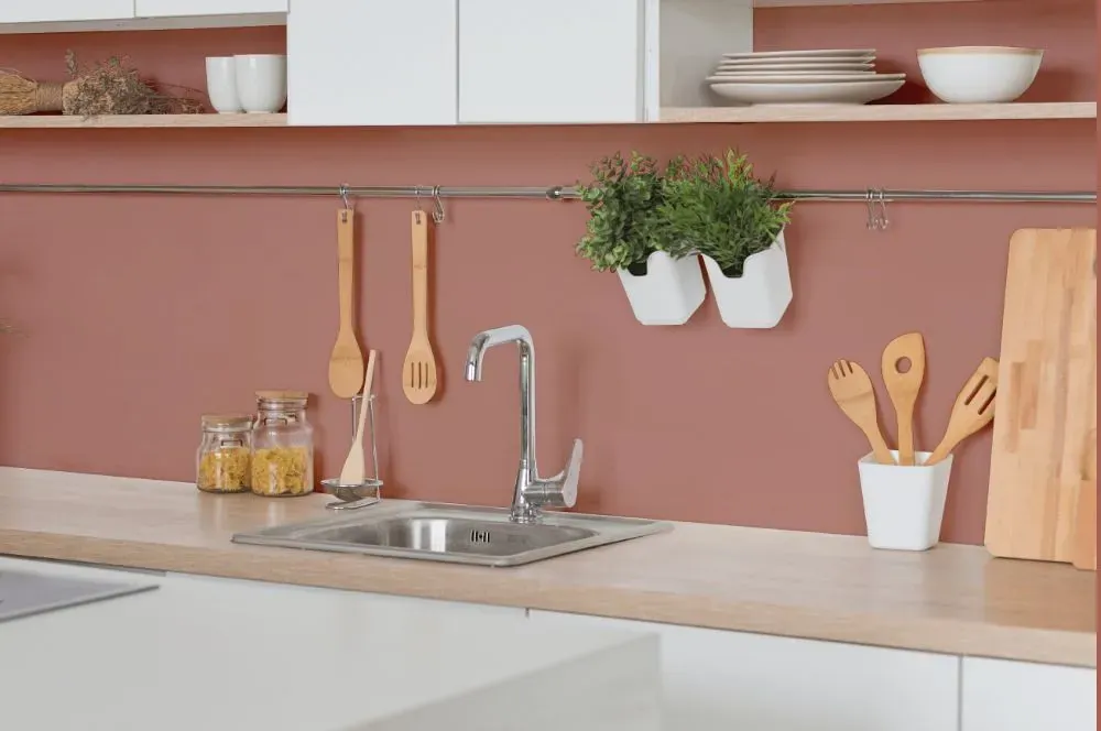 Benjamin Moore Soft Cranberry kitchen backsplash