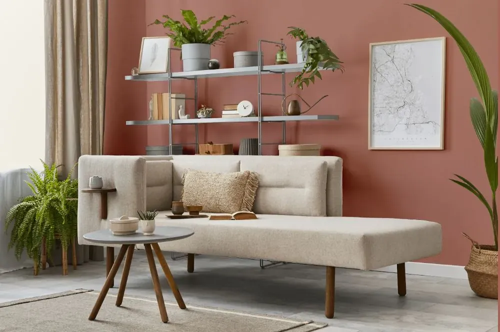 Benjamin Moore Soft Cranberry living room