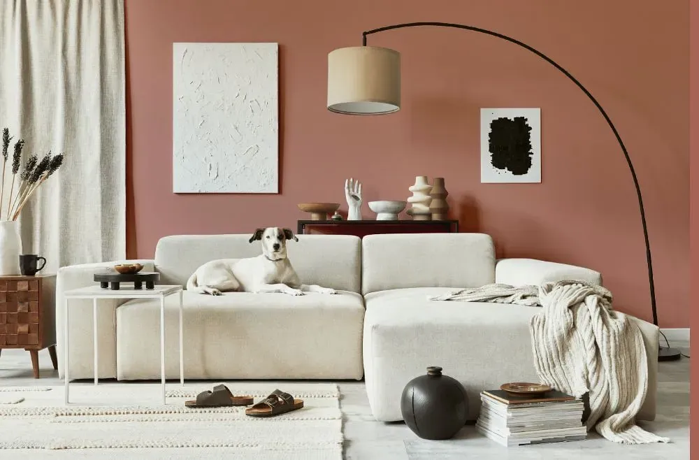 Benjamin Moore Soft Cranberry cozy living room