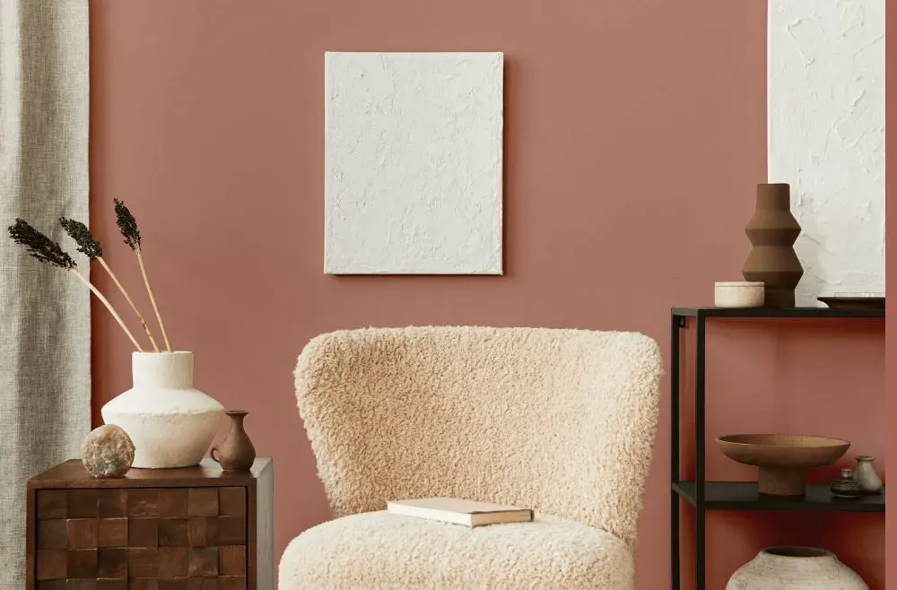 Benjamin Moore Soft Cranberry living room interior