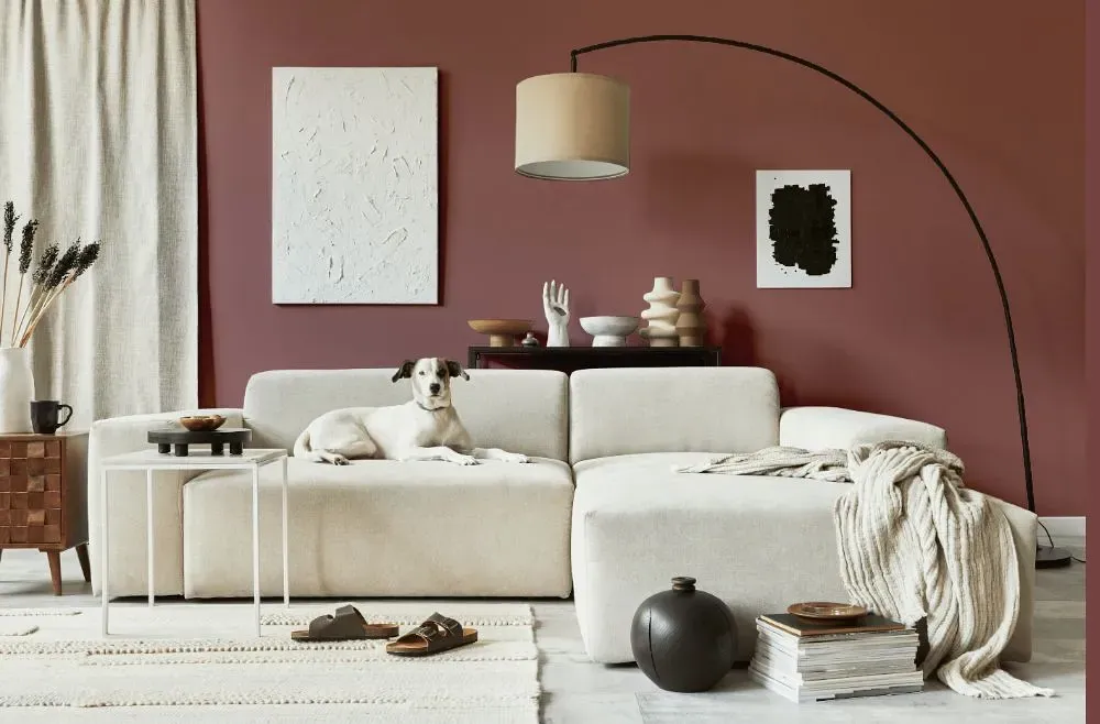 Benjamin Moore Somerville Red cozy living room