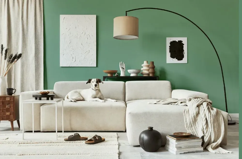 Benjamin Moore Southfield Green cozy living room