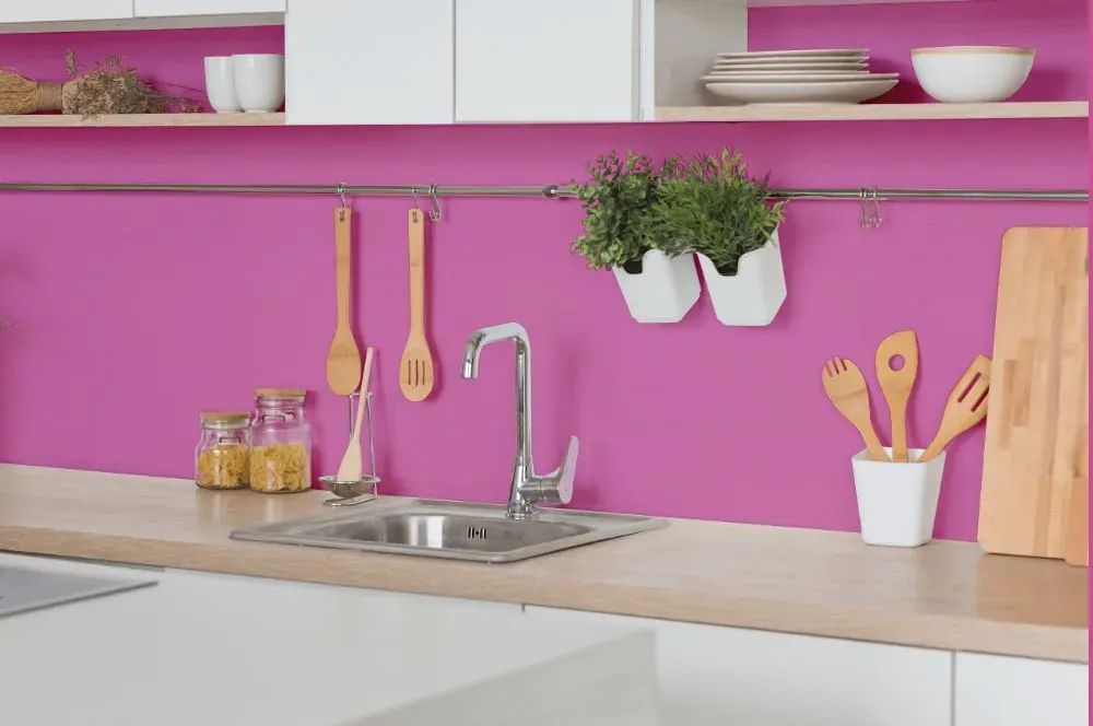 Benjamin Moore Spring Azalea kitchen backsplash