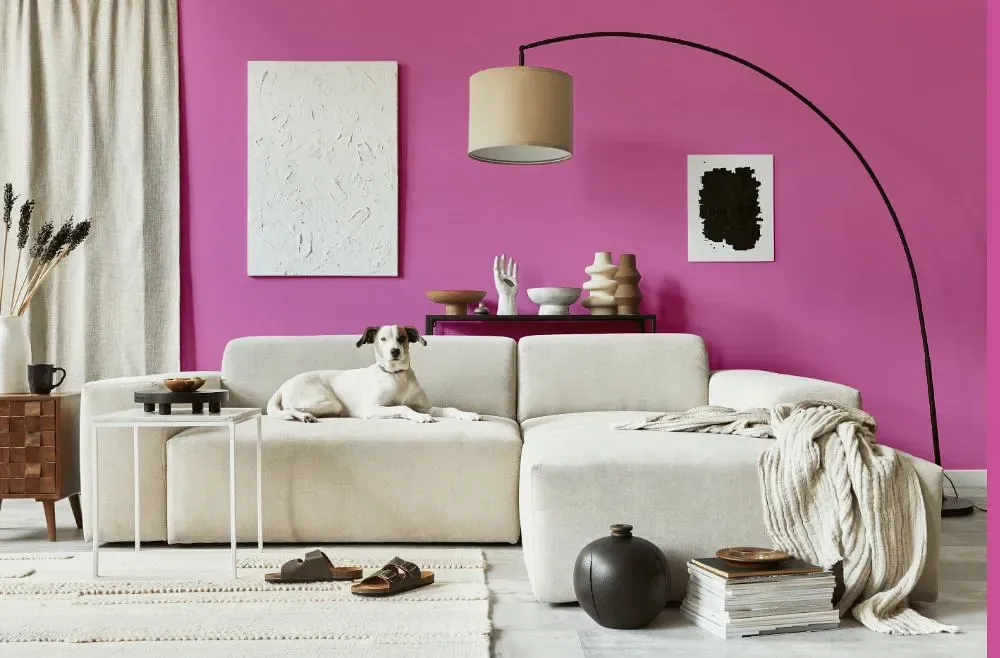 Benjamin Moore Spring Azalea cozy living room