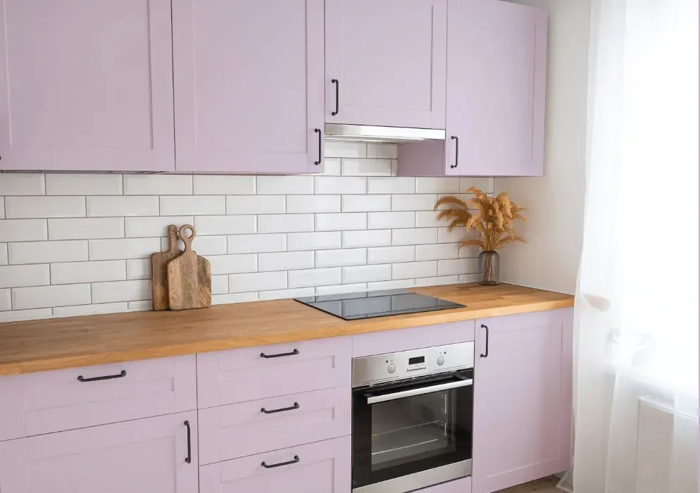 Benjamin Moore Spring Lilac kitchen cabinets