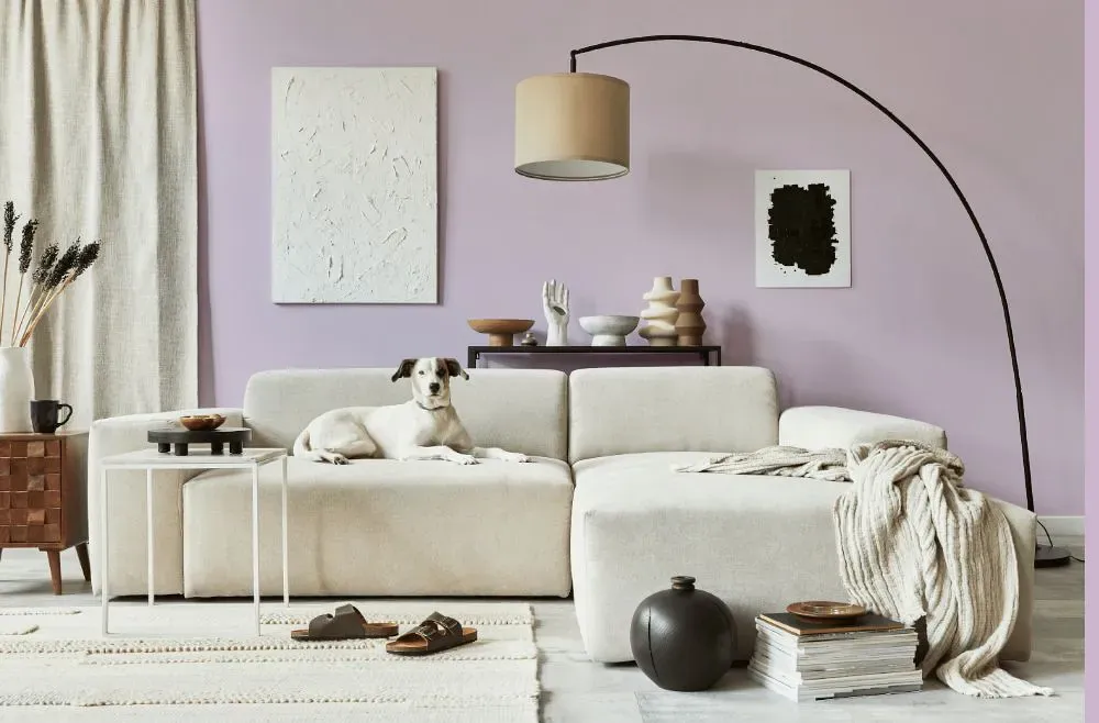 Benjamin Moore Spring Lilac cozy living room