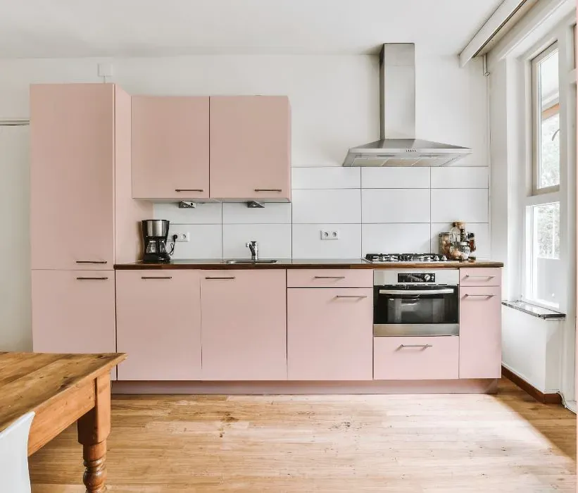 Benjamin Moore Spring Pink kitchen cabinets